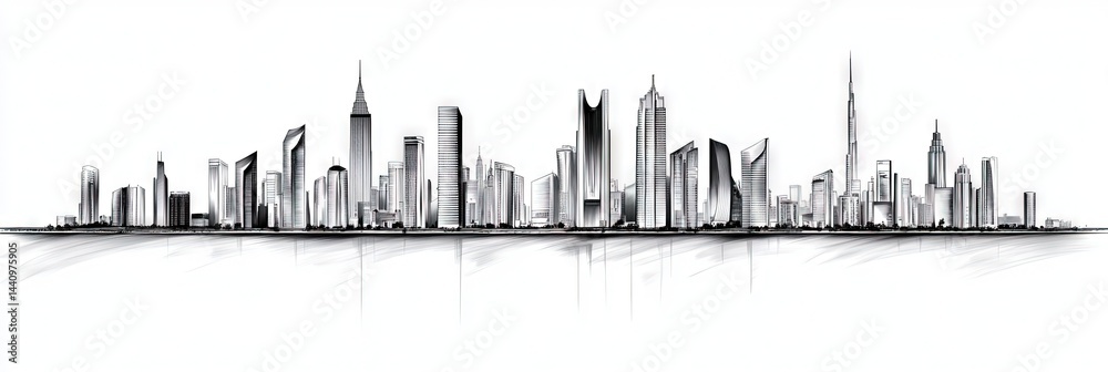 Naklejka premium manga dubai downtown skyline 