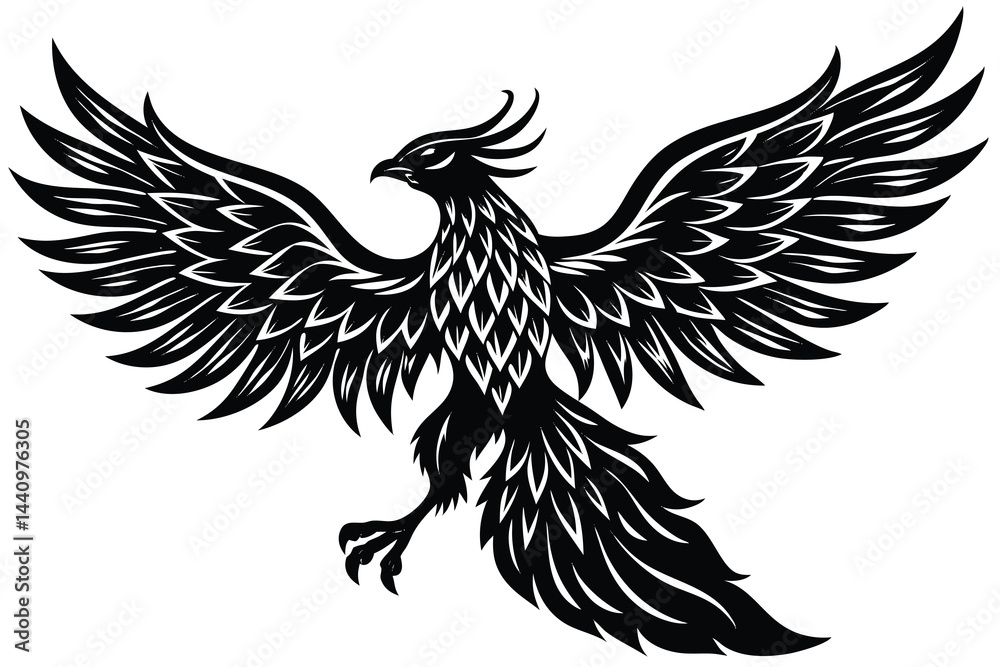 Fototapeta premium phoenix bird silhouette vector illustration