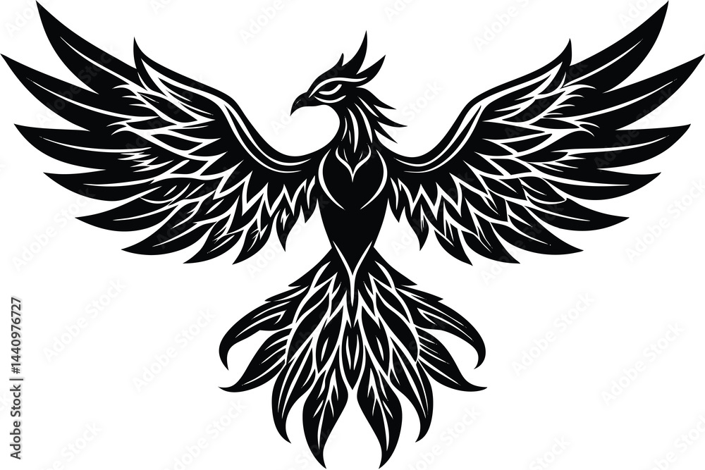 phoenix bird silhouette vector illustration phoenix bird silhouette vector illustration