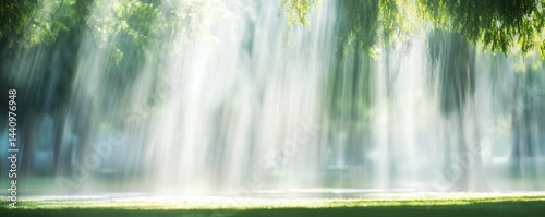 Radiant sunlight filtering through a verdant forest.