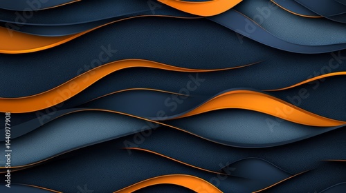 Blue and orange wave pattern with a black background. The blue and orange colors create a sense of movement and energy