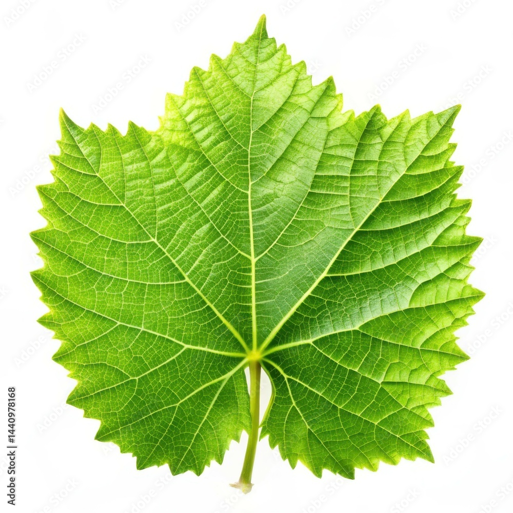 Close Up Of A Detailed Green Grape Leaf On A White Background Close Up Of A Detailed Green Grape Leaf On A White Background