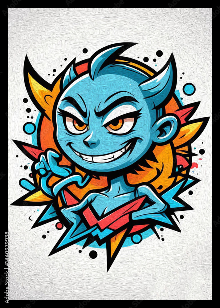 Obraz premium Cartoon. Pattern for T-shirts, covers, wallpapers, fabrics . Oil painting