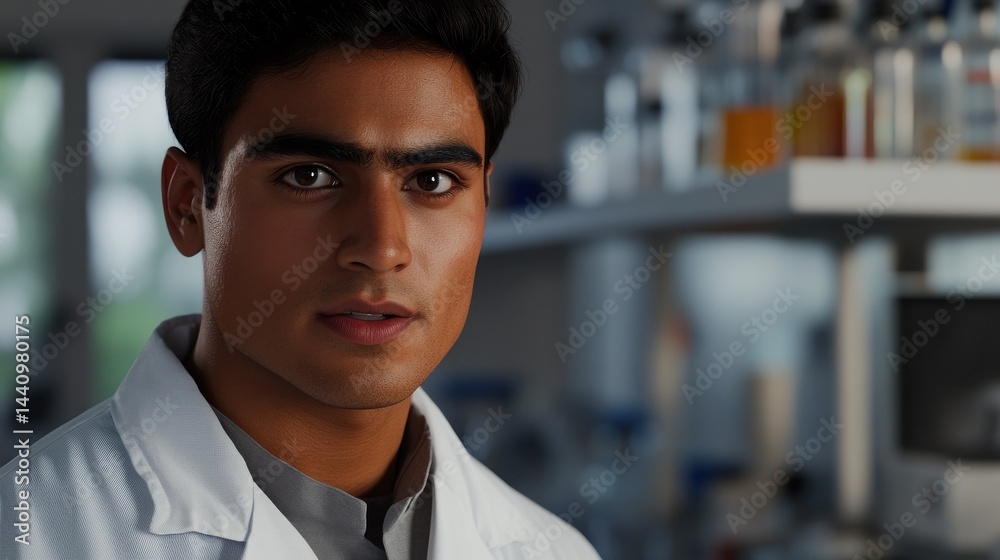 Young indian male scientific in laboratory. Generative AI., Generative AI Young indian male scientific in laboratory. Generative AI., Generative AI