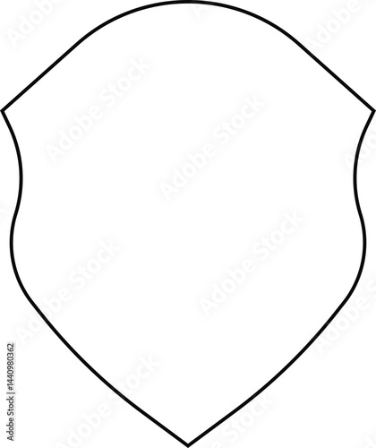 Outline contour thin line battle shield with a rugged stone-like texture and reinforced edges for a battle-worn aesthetic.