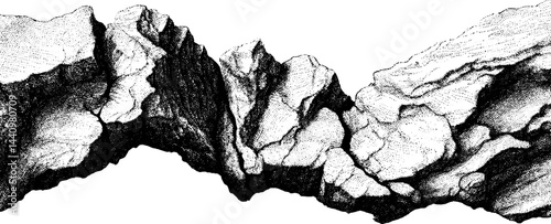 Engraved glacier crack illustration featuring detailed ice formations for design projects