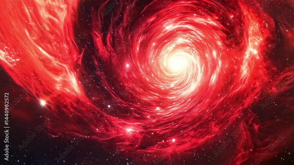 Glowing Center of Red Nebula Vortex