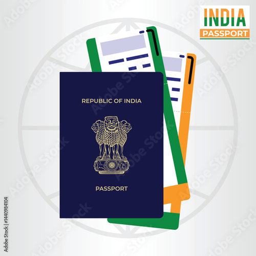 Indian Passport with Flight Tickets Illustration