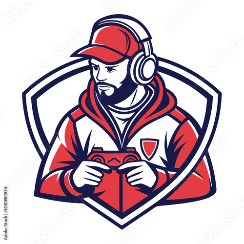 Gamer in Profile with Headphones and Controller