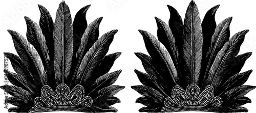Engraved samba headdress design for cultural celebration and art projects