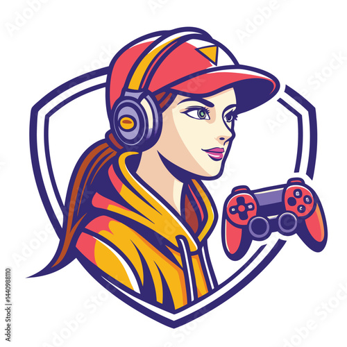 Gamer girl with headphones and controller (2)
