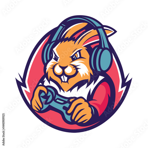 Cartoon rabbit character playing video games (1)