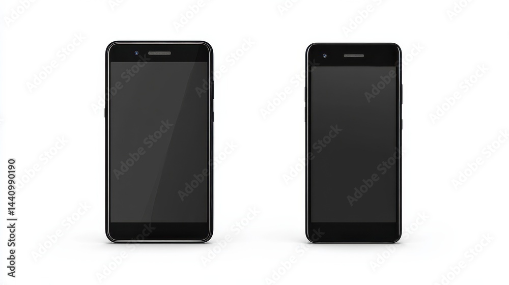Realistic smartphone mockup on a white background, front and back view Realistic smartphone mockup on a white background, front and back view