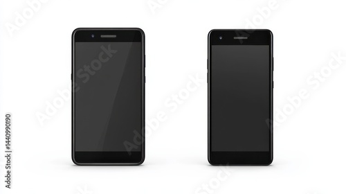 Realistic smartphone mockup on a white background, front and back view photo