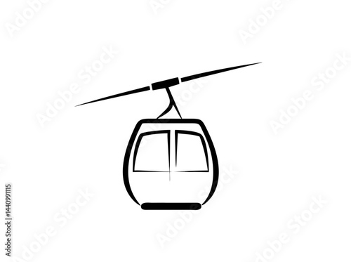 Vector icon of a ski lift representing winter sports transportation in mountainous regions