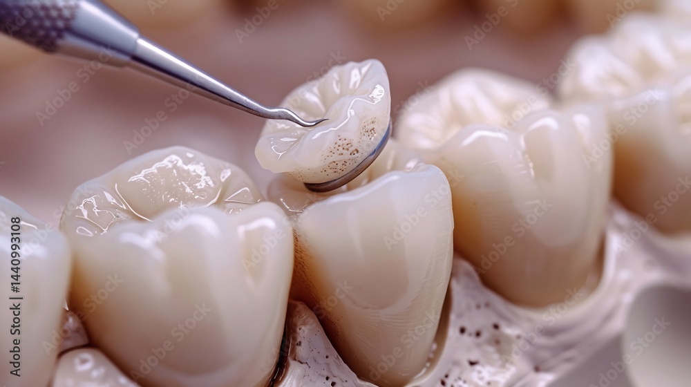 Close up of a tooth colored composite filling being applied to a cavity Close up of a tooth colored composite filling being applied to a cavity