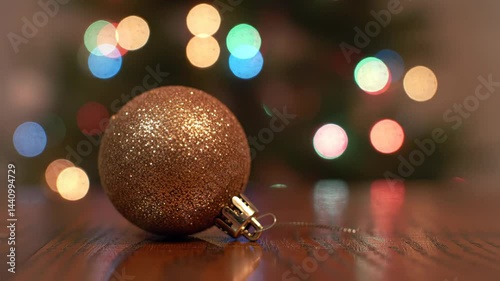 Decorating Tree with Gold Ornament for Holiday Season