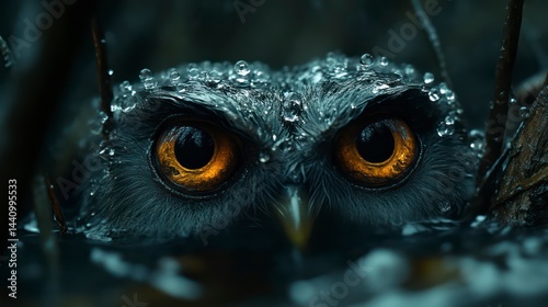 CloseUp of a Birds Intense Eyes with Water Droplets Wildlife Photography Nature Background