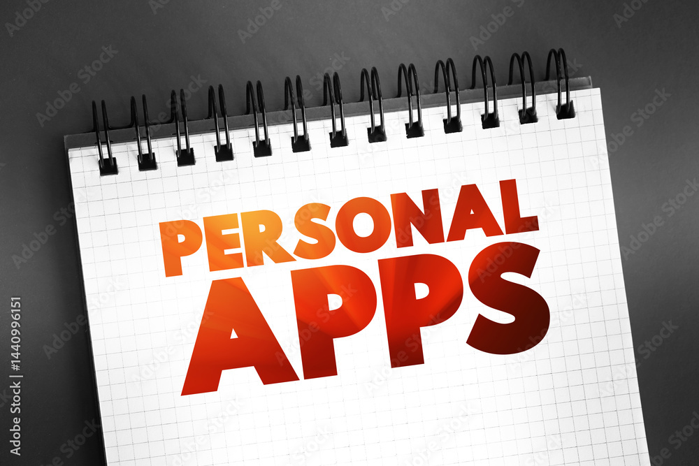 Fototapeta premium Personal Apps text on notepad, concept background