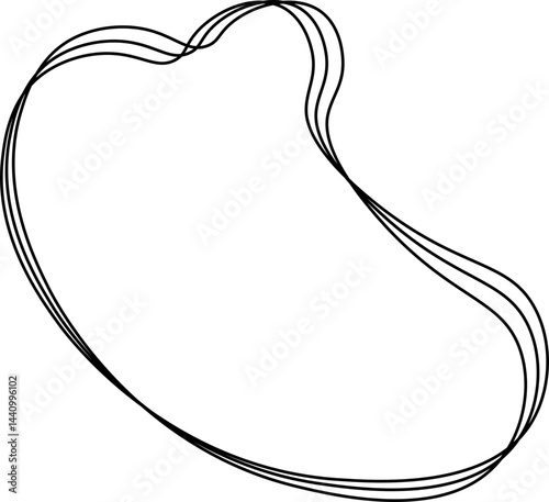 Abstract organic shape with fluid, wavy contours, appearing as a floating blob outlined with dynamic lines that create a weightless effect.