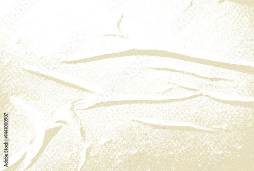 White abstract cream texture old paper background. Crumpled kraft packing paper texture pastel color. Grunge vintage note sheet or package. Old papyrus, beige old cardboard backdrop. Vector halftone.