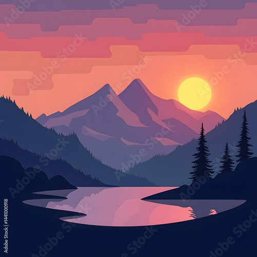 sunset in the mountains