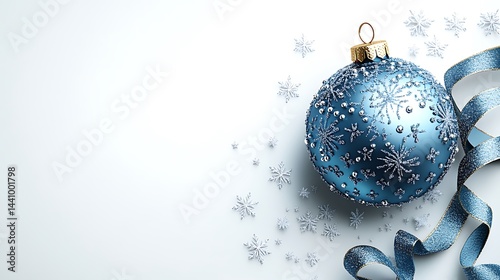 Wallpaper Mural Festive blue ornament with snowflakes on a white background. Torontodigital.ca
