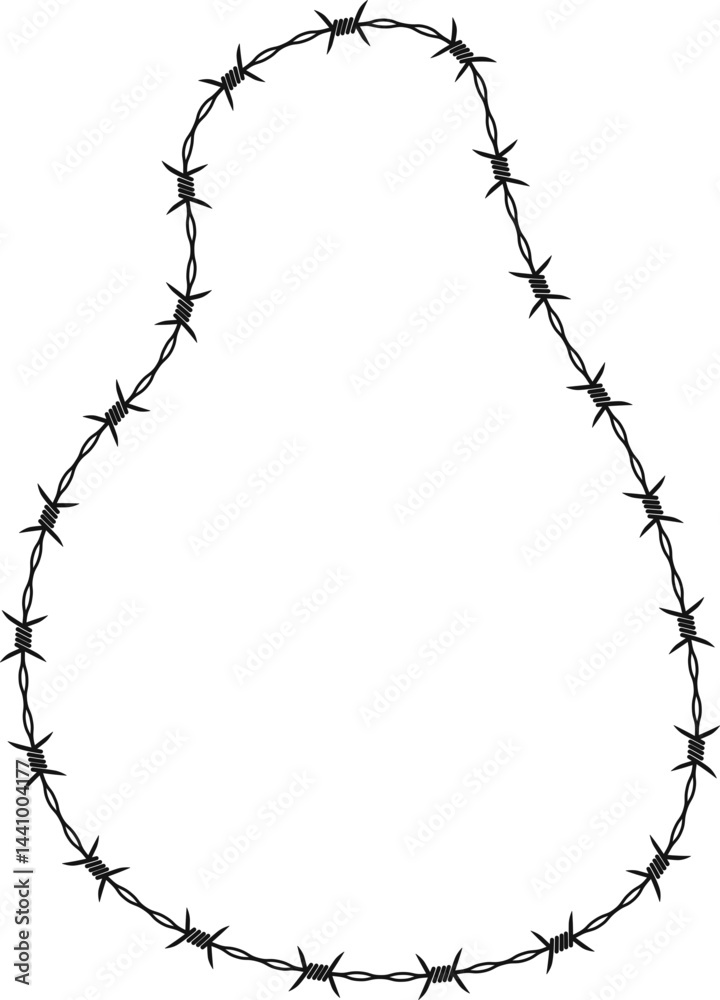 Obraz premium Curved shape with barbed wire pattern, stylized organic form