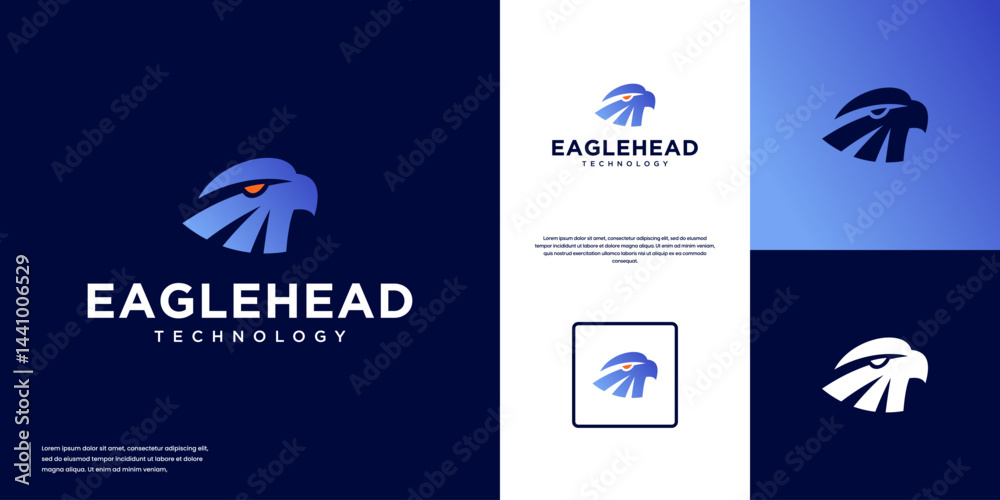 minimalist eagle head with digital technology concept, modern abstract, vector design illustration. minimalist eagle head with digital technology concept, modern abstract, vector design illustration.