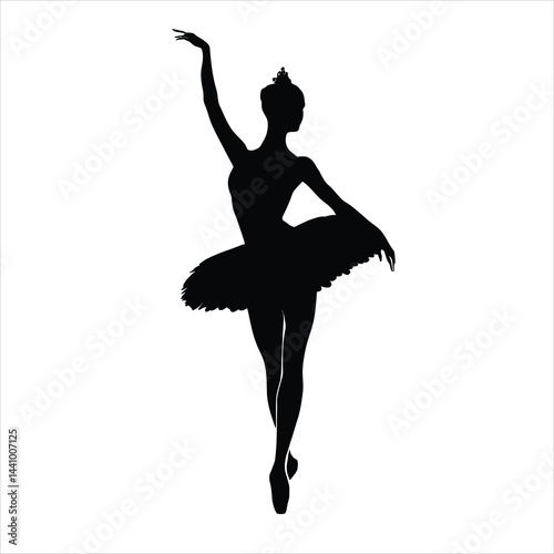 Ballerina Silhouette Vector – Graceful Ballet Dancer in Artistic Pose