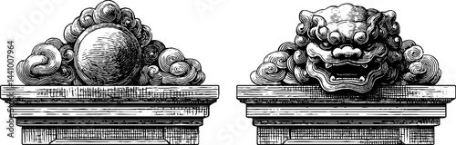 Engraved illustration of imperial gate architectural details featuring ornamental designs
