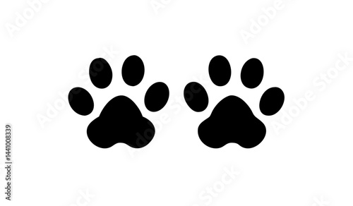 Animal paw print vector icons in black outline style for pets, wildlife, and tracking
