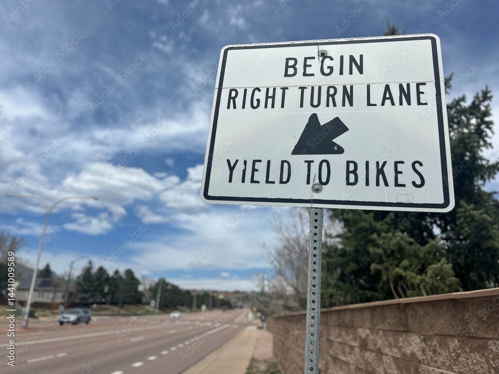 Yield to Bikers Road Sign Yield to Bikers Road Sign