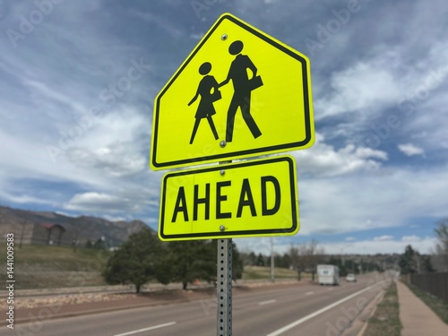Pedestrian Crosswalk Neon Road Sign