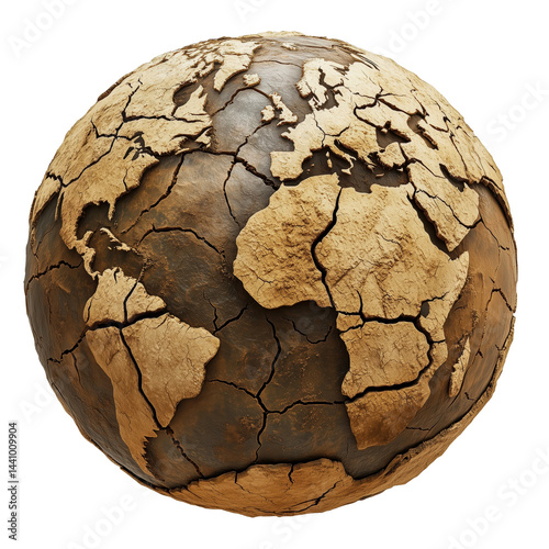 Cracked Earth Globe Featuring Americas, Europe, and Africa