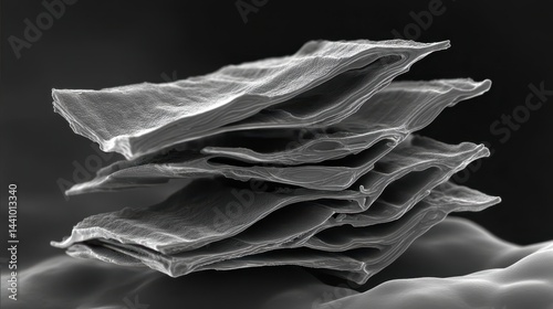 Obraz na płótnie High-resolution scanning electron microscopy view showcasing MXene layered structure and morphology w salonie