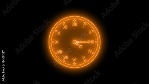 Wallpaper Mural Glowing Neon Clock with Roman Numerals Animation, Neon Glowing Clock Animation Torontodigital.ca