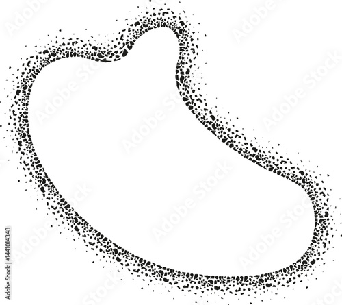 Organic blob-shaped abstract form with wavy floating contours and a rough textured outline.