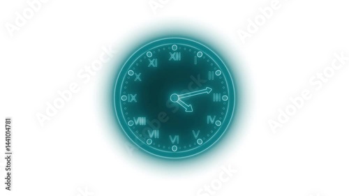 Wallpaper Mural Glowing Neon Clock with Roman Numerals Animation, Neon Glowing Clock Animation Torontodigital.ca