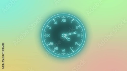 Wallpaper Mural Glowing Neon Clock with Roman Numerals Animation, Neon Glowing Clock Animation Torontodigital.ca