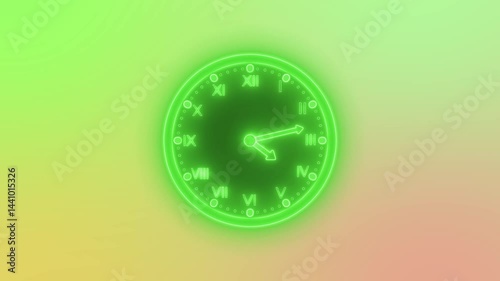 Wallpaper Mural Glowing Neon Clock with Roman Numerals Animation, Neon Glowing Clock Animation Torontodigital.ca