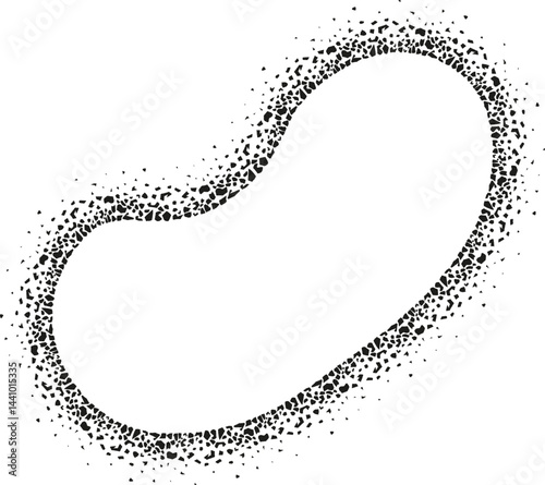Freeform natural-inspired abstract design with smooth yet uneven curves and a textured, stony outline.