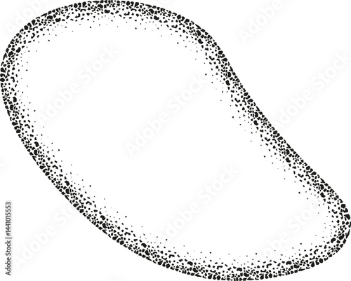 Organic freeform design with dynamic curves and an uneven, stony border texture.