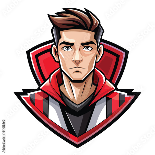 Serious gamer avatar with a stylish, edgy design