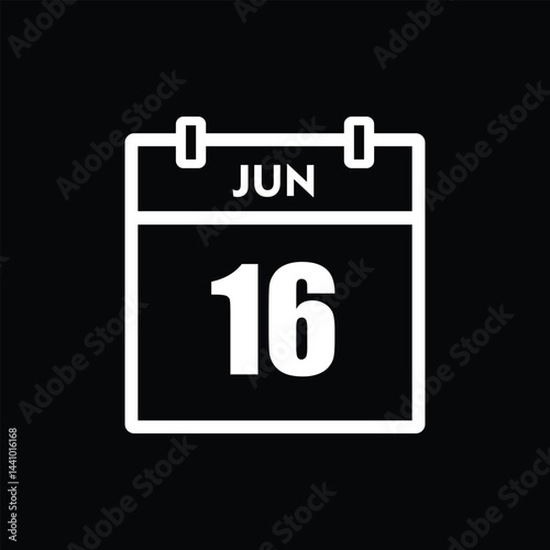 calender icon, 17 june icon with black background