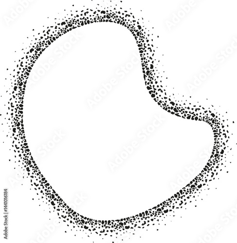 Smoothly rounded abstract design with an irregular organic contour and a textured, rocky border.