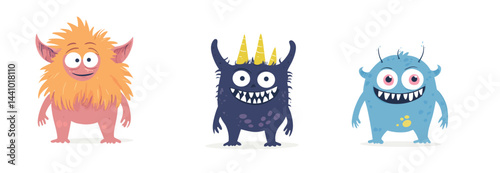 Cute monster party designs for birthday themes Playful alien and creature characters for kids' events and education- 