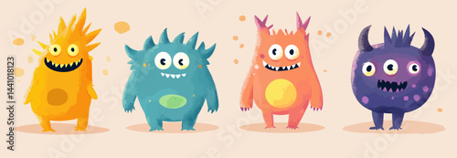 Cute monster party designs for birthday themes Playful alien and creature characters for kids' events and education- 