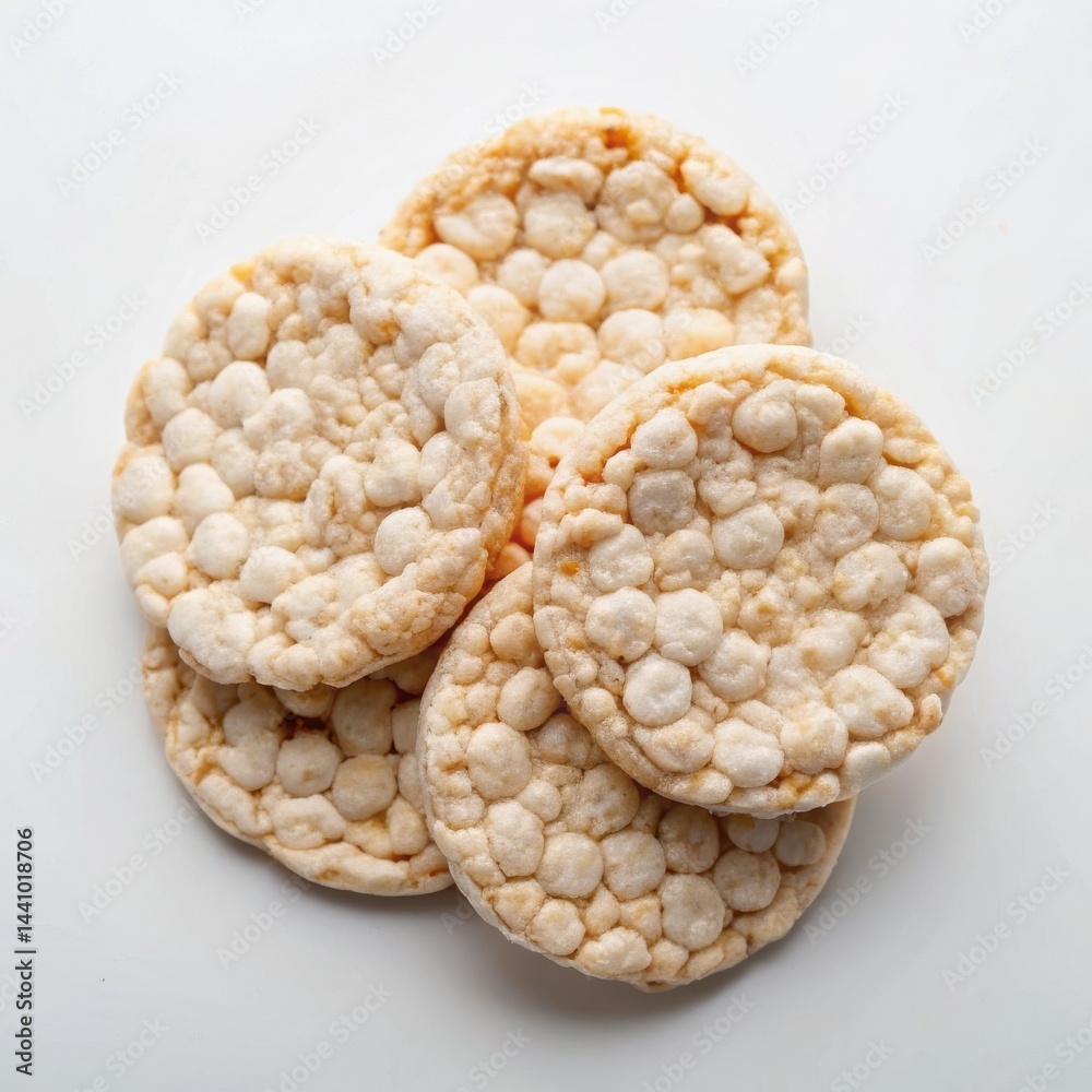 Stack Of Crispy Rice Cakes On White Background Food Photography Stack Of Crispy Rice Cakes On White Background Food Photography