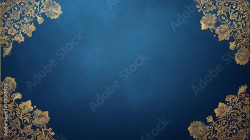 Blue design background with golden accents on both sides for sophistication  
 photo